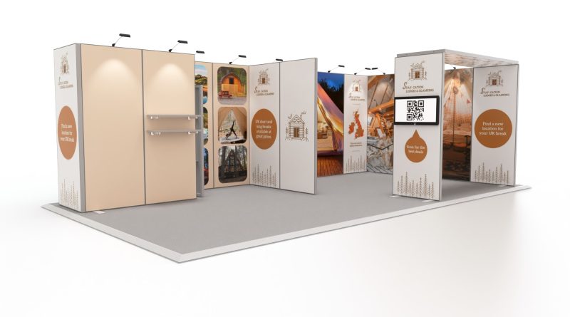 4m x 8m Modular Exhibition Stand bundle with a cupboard and arch