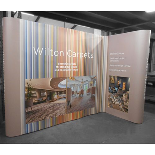 Linked L shape Pop up display stands