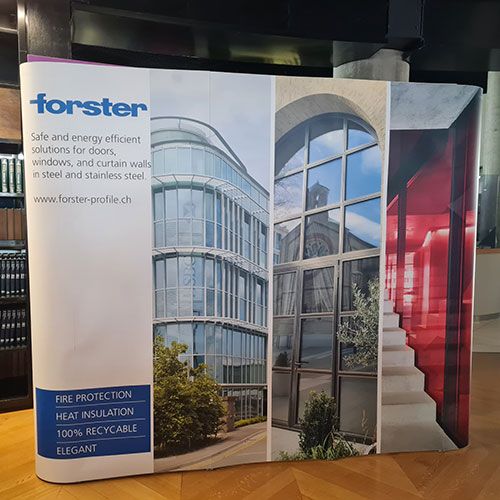 3x3 straight pop up stand with 5 printed panels