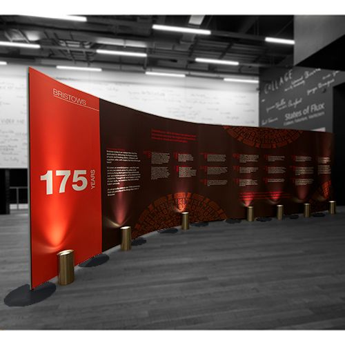9m wide streamline trade show displays used in a curved shape