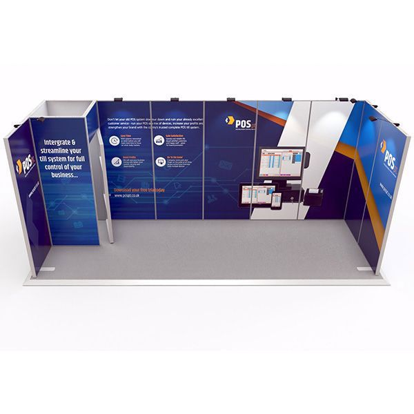 Exhibit Modular Exhibition Stand 2m x 6m including a 1m x 1m storage cupboard in a U shape configuration