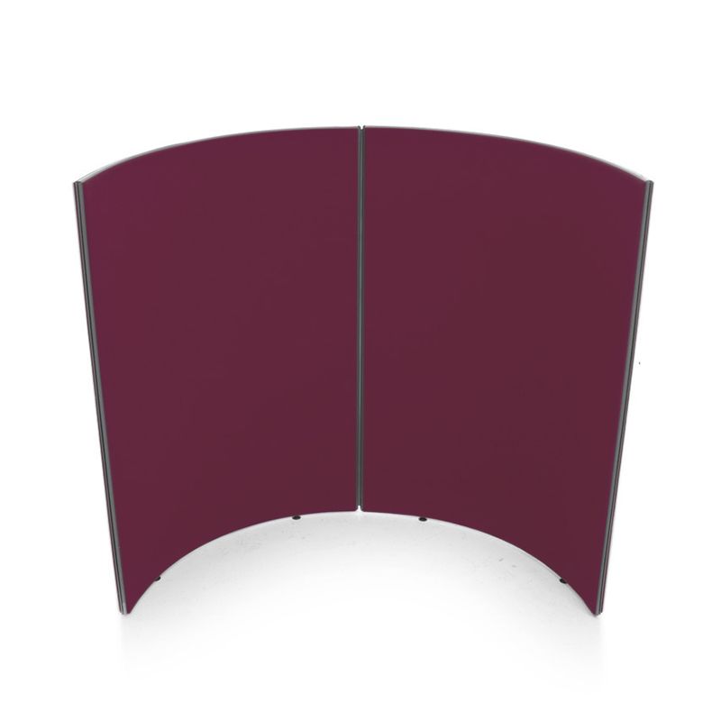Budget acoustic curved screens, finished in woven fabric 
