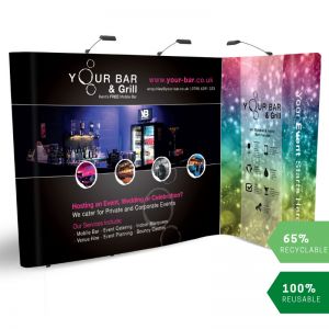 2m x 3m L Shape Pop Up display, made of 3x3 + 3x1 straight pop ups