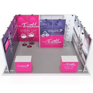 4m x 5m U Shape Exhibit Modular Exhibition Stand with 1m x 2m cupboard