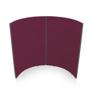 Budget acoustic curved screens, finished in woven fabric 