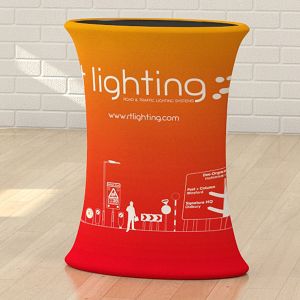 Tex-flex instant counter, supplied with stretch fabric graphic panel. 
