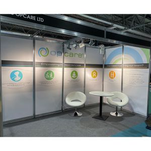 2m x 4m shell scheme graphics, 6 printed panels for 2 walls. 