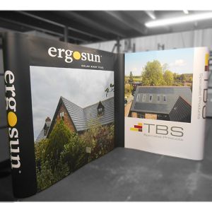L shape pop up stand created with linked frames