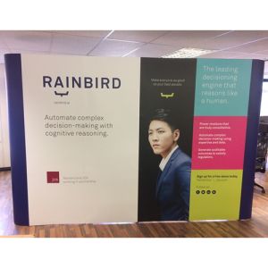 3x4 straight pop up stand with 6 printed graphic panels