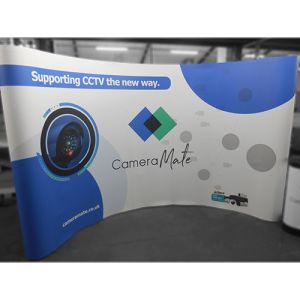3x5 basic pop up stand with 7 custom printed panels