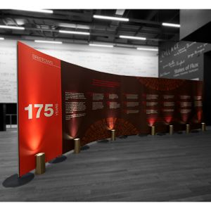 9m wide streamline trade show displays used in a curved shape