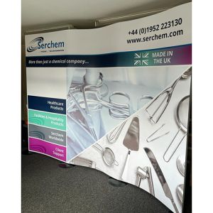 2.2m high streamline stand with flexible panels and adjust width