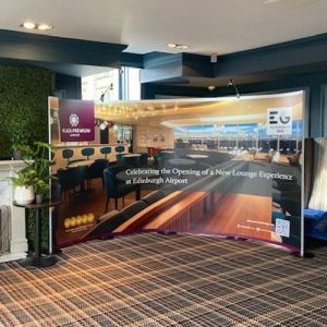 2.3m high Streamline exhibition stand with flexible and modular panels