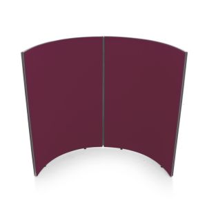 Budget acoustic curved screens, finished in woven fabric 