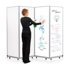 Portable Library Screens with white gloss laminate finish