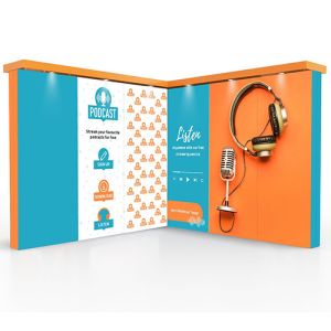 Modulink L Shape modular exhibition stand with Pelmet Lighting