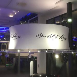 Fabric ceiling hanging banner 