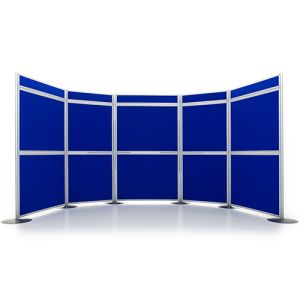 Universal modular display board kit with electric blue loop nylon fabric