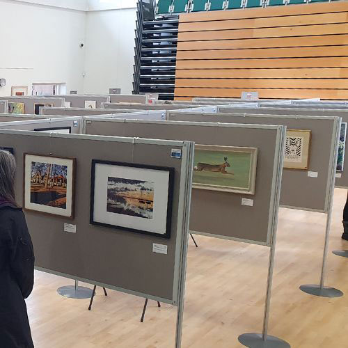 Art display boards including loop nylon fabric.