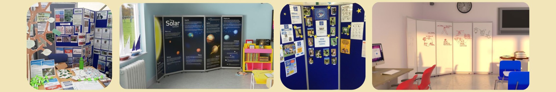 School portable room dividers and display panels