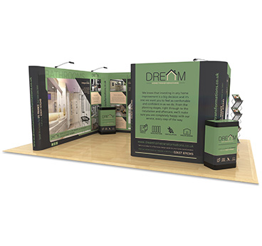4m x 6m pop up room exhibition stands, manufactured by Go Displays