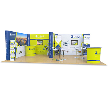 4m x 7m f shape exhibition stand, manufactured by Go Displays