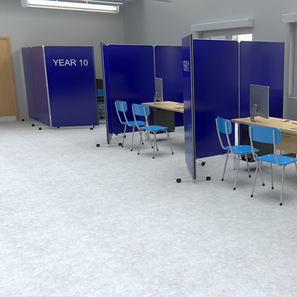 Printed Flexi-Screens are an ideal tool to separate areas for different year groups whilst keeping the school colours and branding
