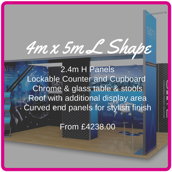 4m x 5m L Shape Exhibition Stand with Roof