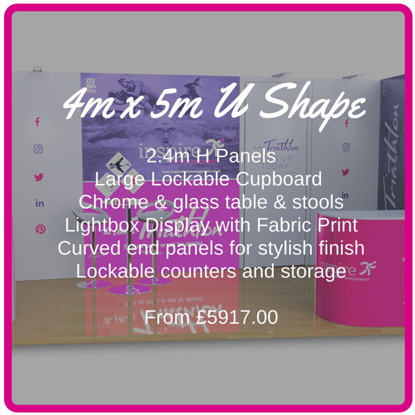 4m x 5m U shape exhibition stand with lightbox