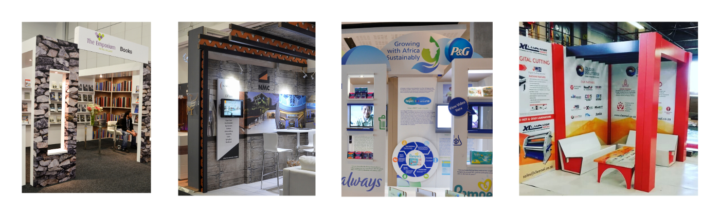 modulink exhibition stands can be upgraded to include monitor stands, arches and windows